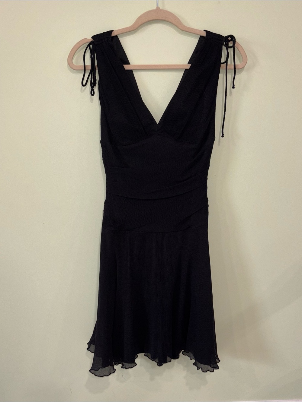 Express 100% Silk Black Ruched Bodice Sleeveless Mini Dress Whimsigoth Women’s 4